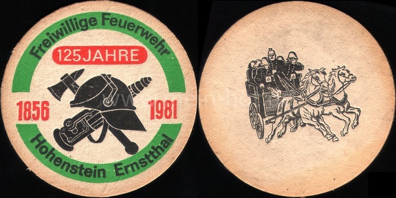 1981, Bierdeckel 125 Jahre Freiwillige Feuerwehr