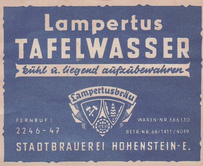 1930, Lampertus Tafelwasser