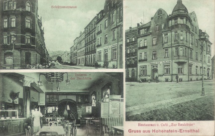 1917, Restaurant u. Café "Zur Bauhütte", Gruss aus Hohenstein-Ernstthal
