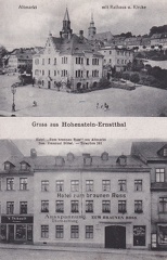 1918, Gruss aus Hohenstein-Ernstthal, Hotel "Zum braunen Ross" am Altmarkt, Bes. Emanuel Dittel - Telephon 261