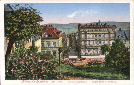 1930, Hohenstein-Ernstthal, Am Markt - Weinkellerstrasse - Hotel Drei Schwanen