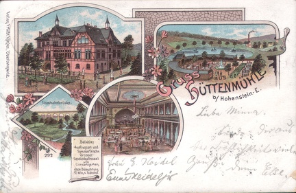 1899, Gruss aus der Hüttenmühle b. Hohenstein-E.