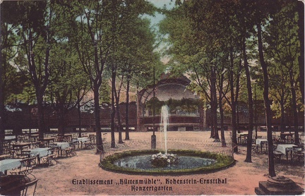 1910, Etablissement "Hüttenmühle" Hohenstein-Ernstthal, Konzertgarten