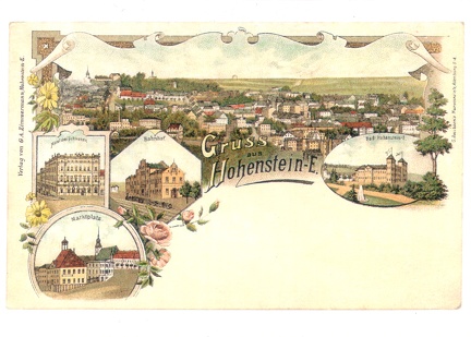 Reproduktion einer Ansichtskarte von 1900, Gruss aus Hohenstein-E.
