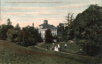 1910, Mineralbad Hohenstein-Ernstthal, Kurhaus mit Eisenquelle