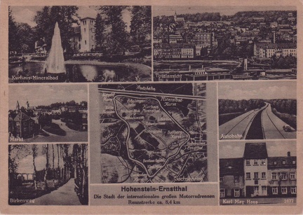 1949, Hohenstein-Ernstthal, Die Stadt der internationalen großen Motorradrennen, Rennstrecke ca. 8,4 km