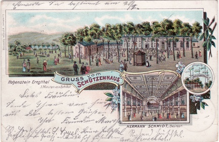 1904, Gruss vom Schützenhaus, Hohenstein-Ernstthal, 3 Minuten vom Bahnhof
