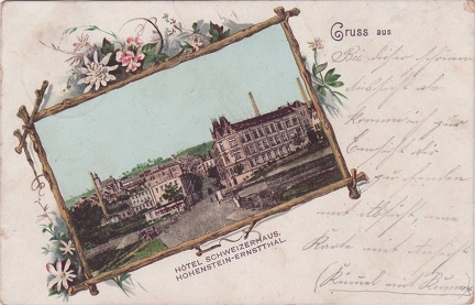 1900, Gruss aus Hotel Schweizerhaus, Hohenstein-Ernstthal