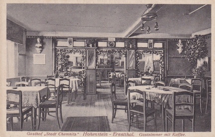 1905, Gasthof "Stadt Chemnitz", Hohenstein-Ernstthal, Gastzimmer mit Kaffee