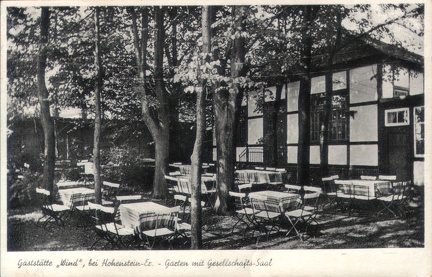 1940, Gaststätte "Wind", bei Hohenstein-Ernstthal - Garten mit Gesellschafts-Saal