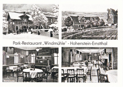 Reproduktion einer alten Ansichtskarte, Park-Restaurant "Windmühle" - Hohenstein-Ernstthal