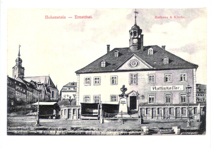 Reproduktion einer Karte aus 1910, Rathskeller, Hohenstein-Ernstthal Rathaus & Kirche