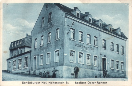 1945 (Karte deutlich älter), Schönburger Hof, Hohenstein-Er. - Besitzer Oskar Renner