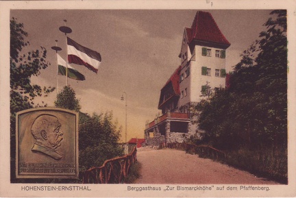 1918, Hohenstein-Ernstthal, Berggasthaus "Zur Bismarckhöhe" auf dem Pfaffenberg