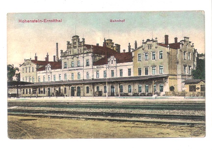 Reproduktion einer Ansichtskarte aus 1920, Hohenstein-Ernstthal, Bahnhof