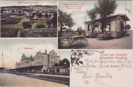 1907, Gruss vom Bahnhof Hohenstein-Ernstthal