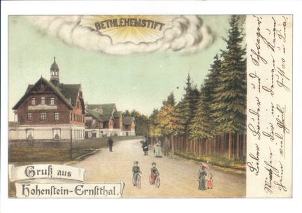 Reproduktion einer Ansichtskarte aus 1902, Gruß aus Hohenstein-Ernstthal, Bethlehemstift