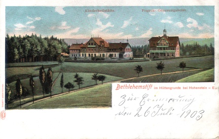 1903, Bethlehemstift im Hüttengrunde bei Hohenstein-E.