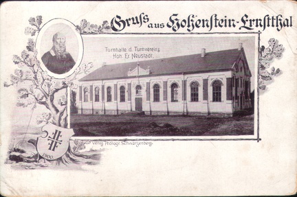 1910, Gruß aus Hohenstein-Ernstthal, Turnhalle d. Turnvereins Hoh. Er. Neustadt 