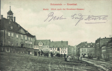 1905, Hohenstein-Ernstthal, Markt (Blick nach der Dresdener-Strasse)