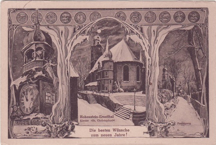 1920, Hohenstein-Ernstthal, Kirche "St. Christophori", Die besten Wünsche zum neuen Jahre!