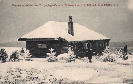 1925, Wintersporthütte des Erzgebirgs-Vereins Hohenstein-Ernstthal auf dem Pfaffenberg