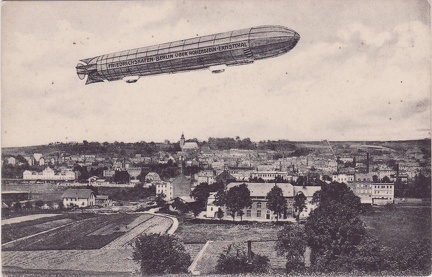 1909, Zeppelin beschriftet mit: "Friedrichshafen-Berlin über Hohenstein-Ernstthal"