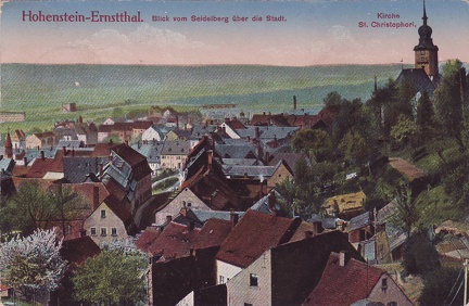 1913, Hohenstein-Ernstthal, Blick vom Seidelberg über die Stadt