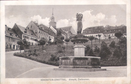 1913, Hohenstein-Ernstthal, Altmarkt, Zierbrunnen