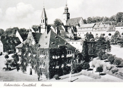 Reproduktion einer alten Ansichtskarte, Hohenstein-Ernstthal, Altmarkt