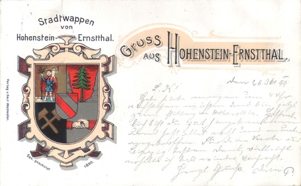 1899, Stadtwappen von Hohenstein-Ernstthal, Gruss aus Hohenstein-Ernstthal