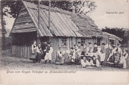 1903, Gruss vom Erzgeb. Volksfest zu Hohenstein-Ernstthal, Ungarisches Dorf