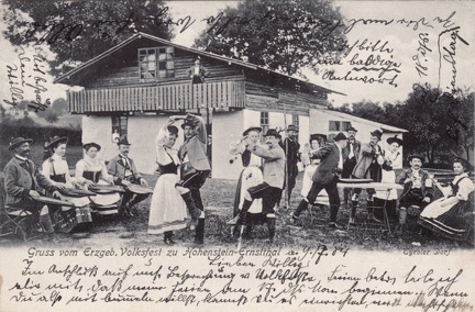 1904, Gruss vom Erzgeb. Volksfest zu Hohenstein-Ernstthal, Tyroler Dorf