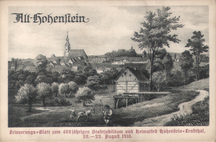 1910, Erinnerungs-Blatt zum 400 jährigen Stadtjubiläum und Heimatfest Hohenstein-Ernstthal, 20.-22. August 1910