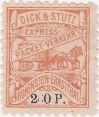 1895, (9 - 200 Pf.) Dick & Stutz Express-Packet-Verkehr Hohenstein-Ernstthal
