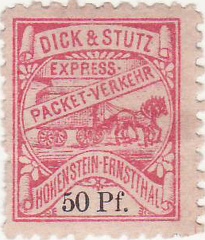 1895, (6 - 50 Pf.) Dick & Stutz Express-Packet-Verkehr Hohenstein-Ernstthal