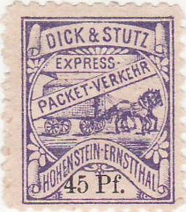 1895, (5 - 45 Pf.) Dick & Stutz Express-Packet-Verkehr Hohenstein-Ernstthal