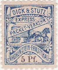 1895, (1 - 5 Pf.) Dick & Stutz Express-Packet-Verkehr Hohenstein-Ernstthal