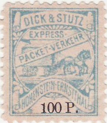 1895, (8 - 100 Pf.) Dick & Stutz Express-Packet-Verkehr Hohenstein-Ernstthal