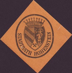 1900, Abschnitt mit Stempel "Stadtrath zu Hohenstein", mit Wappen Hohenstein
