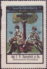 1915, Sportbekleidung, Herren u. Knaben Confektion, bei F.W. Rannefeld & Co. Hohenstein-Ernstthal