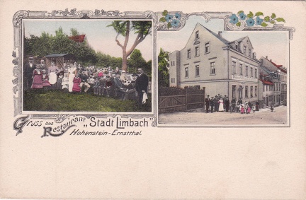 1903, Gruss aus Restaurant "Stadt Limbach" Hohenstein-Ernstthal