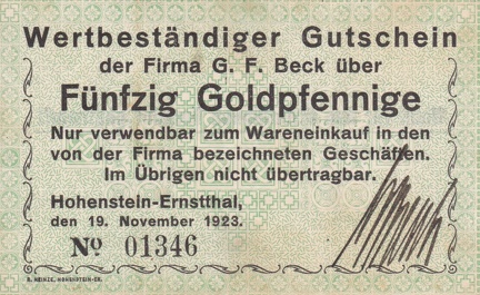 G.F. Beck, 50 Goldpfennige
